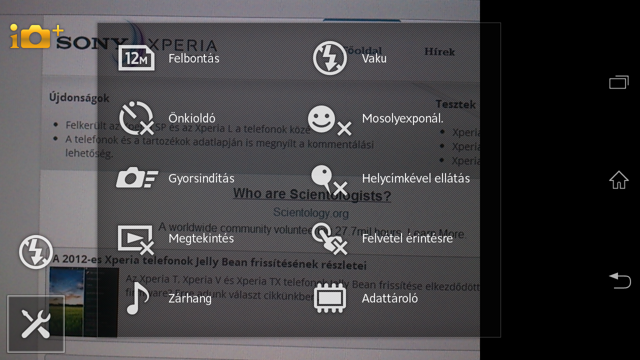 Xperia T automatic mode options
